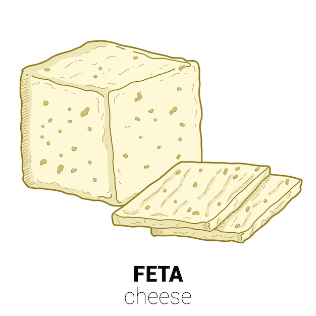 Vector queso feta oveja ilustración vector colorido