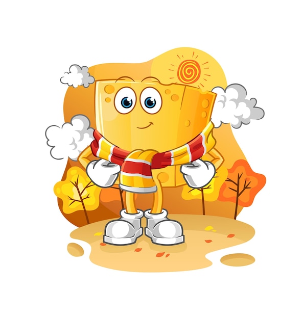 Queso en otoño. vector de mascota de dibujos animados