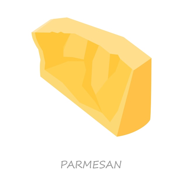 Queso parmesano aislado sobre fondo blanco Vector