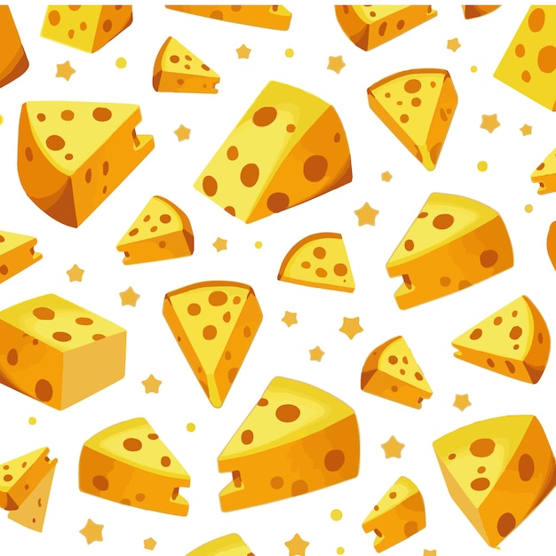 Queso de patrones sin fisuras piezas de queso amarillo aislado aislado en blanco.