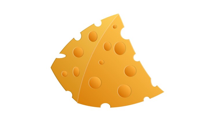 Vector queso sobre un fondo blanco ilustración vectorial una apetitosa rebanada triangular de queso con agujeros
