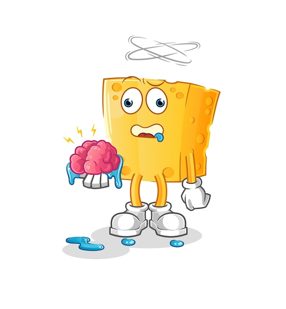 Queso sin vector cerebral. personaje animado