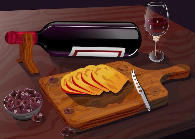 Vector queso y vino en diseño vectorial