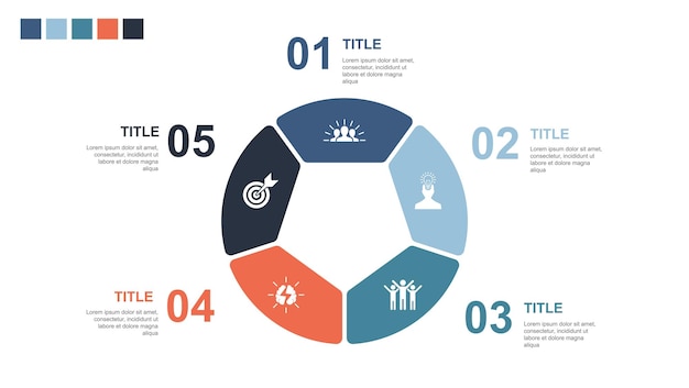 Quiebra bancaria cuota anual límite de crédito iconos de deuda plantilla de diseño de diseño infográfico concepto de presentación creativa con 5 pasos