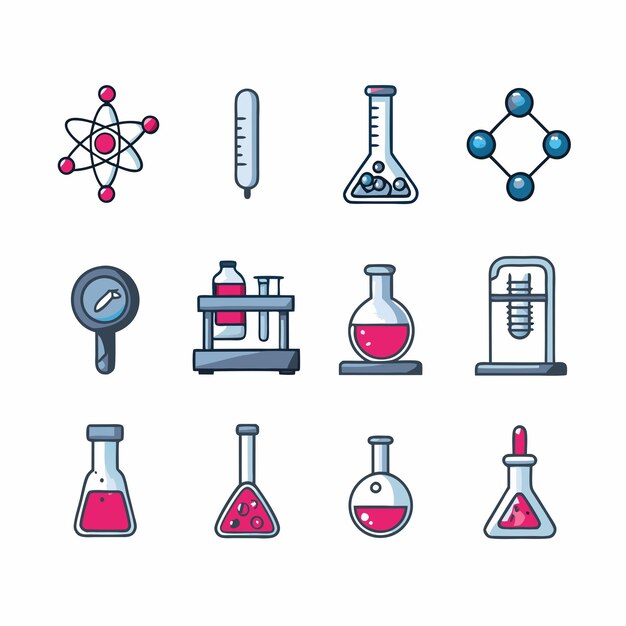 Química experimento gráficos vectoriales ilustración formato de archivo fuente EPS diseño de icono de escala sin pérdidas