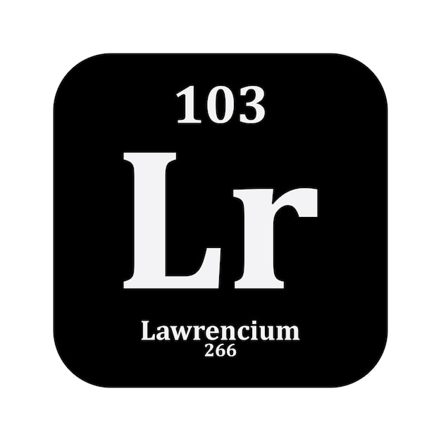 Vector química del lawrencio icono elemento químico en la tabla periódica