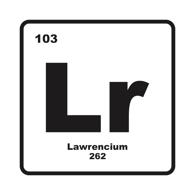 Química del lawrencio icono elemento químico en la tabla periódica