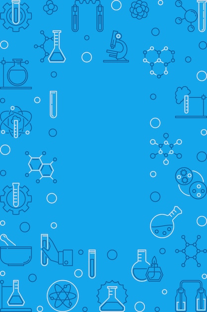 Química marco vertical azul. Fondo de vector químico