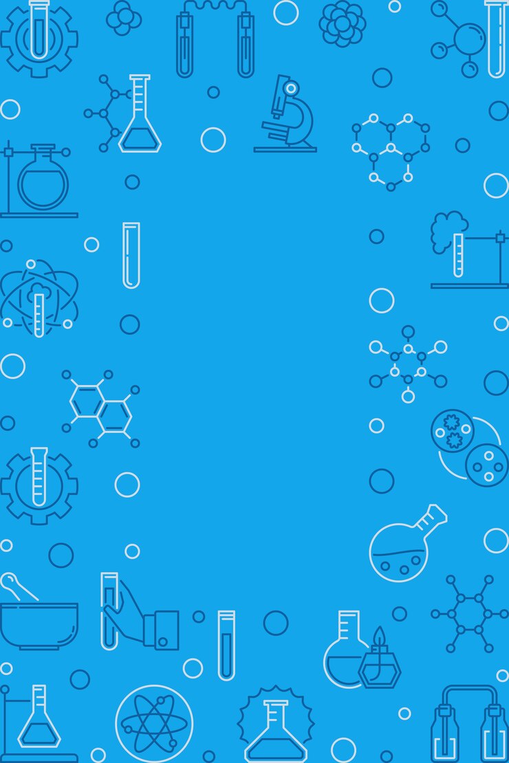 Vector química marco vertical azul. fondo de vector químico