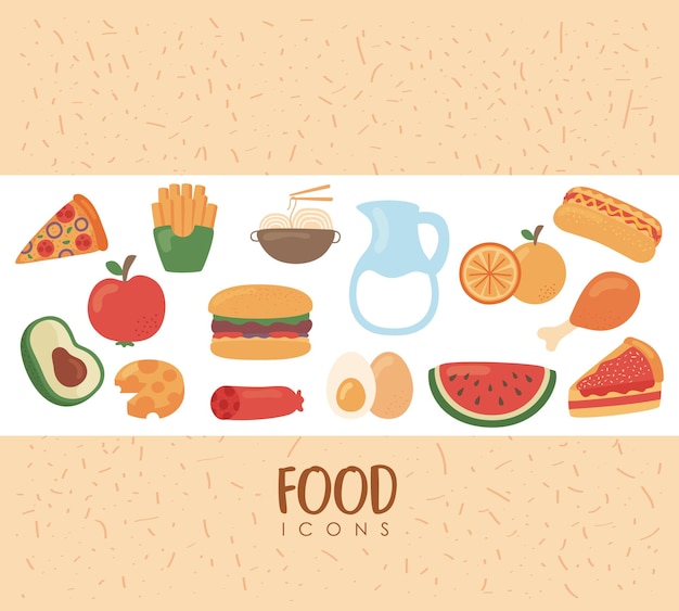 Quince iconos nutritivos de alimentos