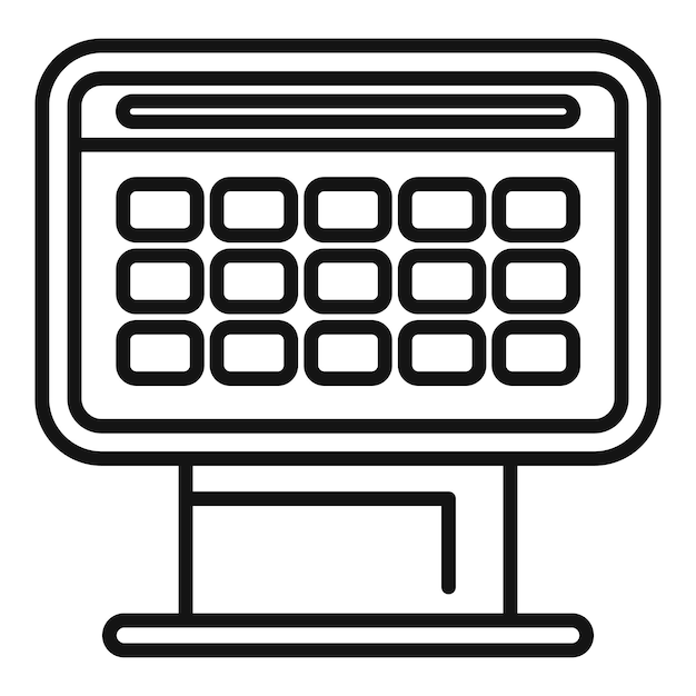 Quiosco de información interactivo que muestra un diseño de cuadrícula con barra de navegación