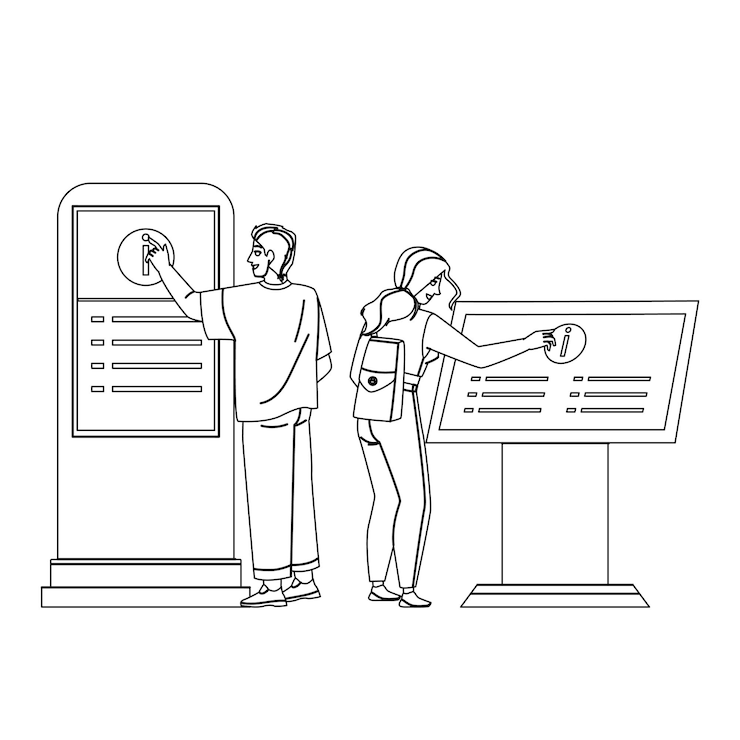 Vector quiosco de información usando personas para obtener información vectorial