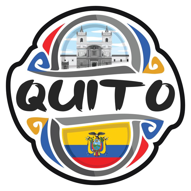 Vector quito ecuador bandera viaje recuerdo pegatina skyline logo insignia sello sello emblema vector svg eps