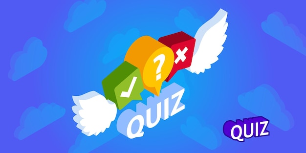 Quiz diseño isométrico icono Vector web ilustración 3d colorido concepto