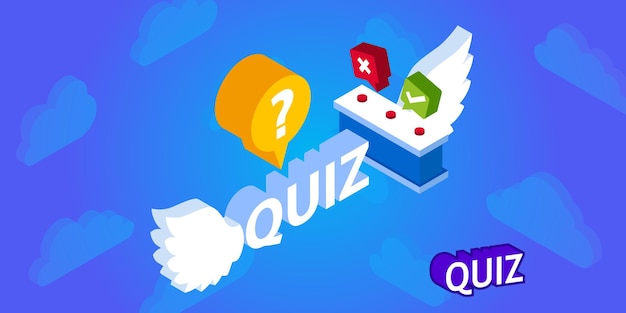 Quiz diseño isométrico icono Vector web ilustración 3d colorido concepto