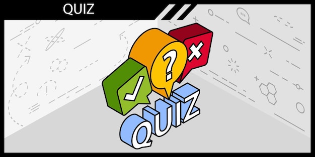 Quiz diseño isométrico icono Vector web ilustración 3d colorido concepto