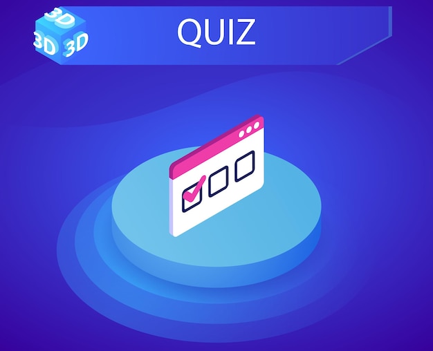 Quiz diseño isométrico icono vector web ilustración 3d colorido concepto