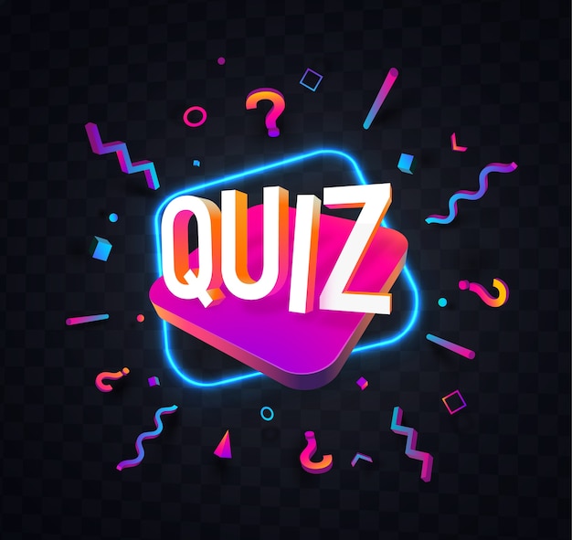 Quiz símbolo neón ilustración noche elementos de diseño aislados