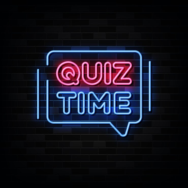 Vector quiz time letreros de neón en pared negra