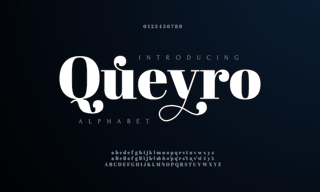 Quyro premium lujo elegante alfabeto letras y números elegante tipografía de boda serif clásico