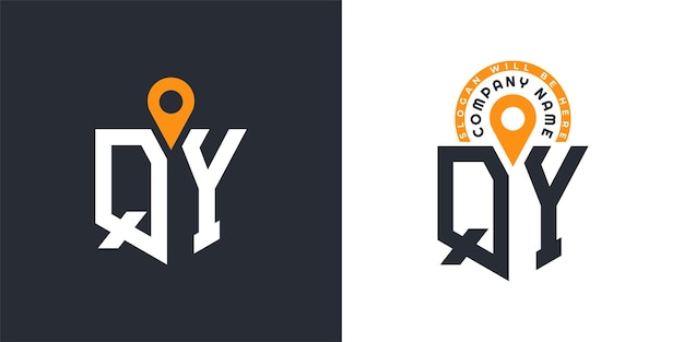 QY Ubicación Logo Bundle Carta QY Logo Iconos de doble vector para el reclutamiento y la navegación