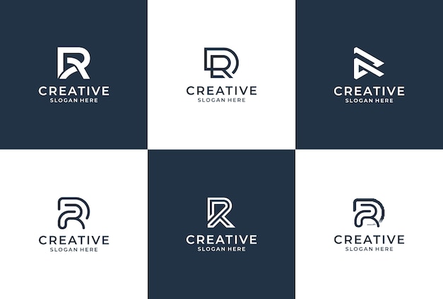 R carta logo colección estilo monograma. paquete de inspiración de logotipo.