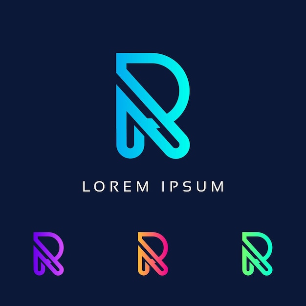 R carta vector logo alfabeto R Monograma elementos de plantilla de diseño R signo colorido creativo