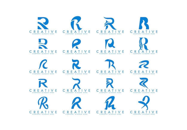 r colección de plantillas de diseño de logotipos de letrasUtilizable para marcas comerciales y tecnología Vector de logotipios