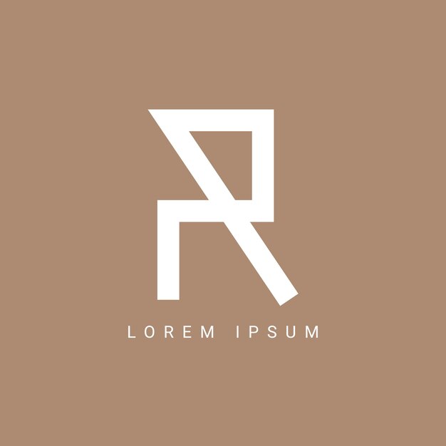 R Diseño artístico de logotipo de letras con fuente serif creativa en colores blanco y negro Ilustración vectorial