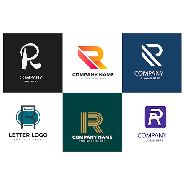 R Diseño elegante del logotipo de marketing de la marca corporativa Gradient r colección de plantillas de logotipo