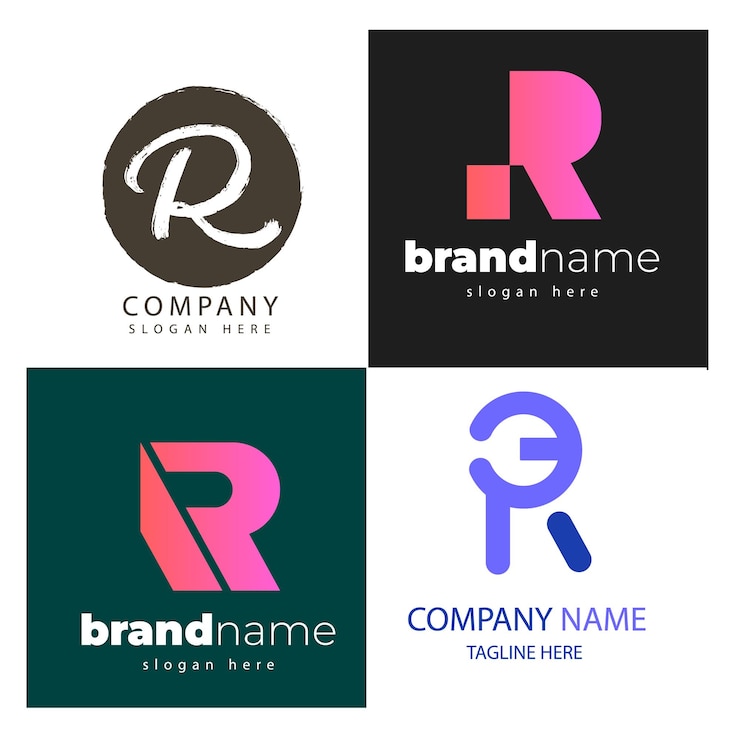 Vector r diseño elegante del logotipo de marketing de la marca corporativa gradient r colección de plantillas de logotipo