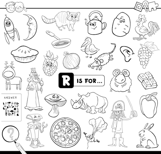 R es para colorear juego educativo