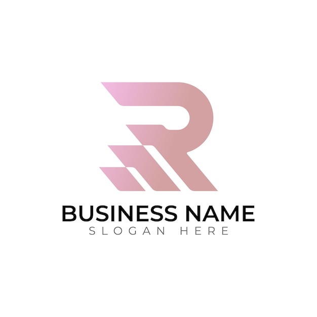 R gradiente 3d diseño de logotipo de letras vectoriales abstractas