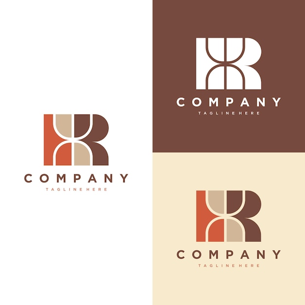 R inicial y logotipo de reloj de arena