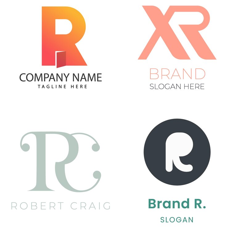 Vector r letra del alfabeto inicial diseño de gradiente colorido marca de negocio corporativo compañía logotipo abstracto de