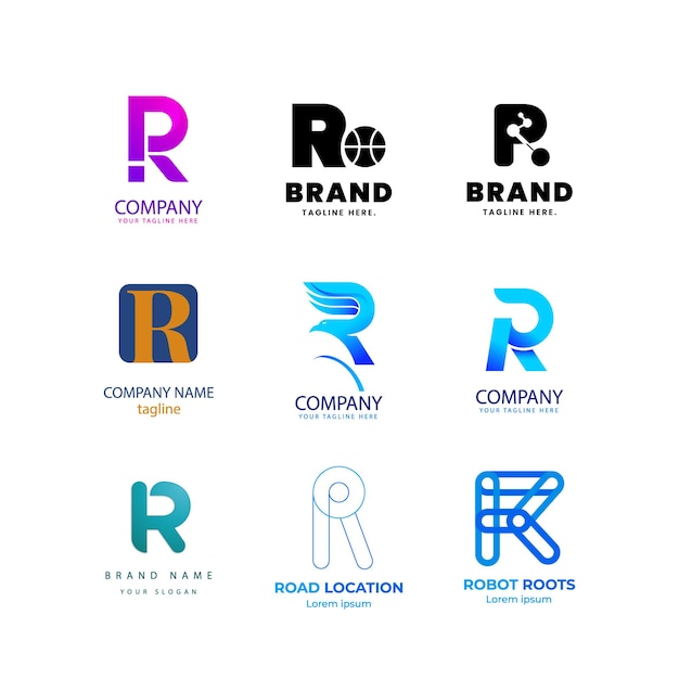 R letra del alfabeto inicial diseño de gradiente colorido marca de negocio corporativo compañía logotipo abstracto de