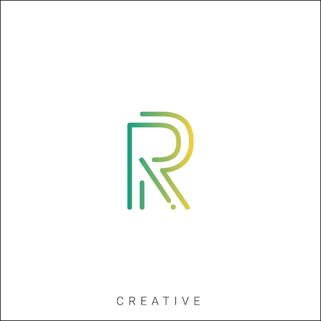 R Logotipo posterior plantilla vectorial monograma colorido símbolo fuente logotipo diseño moderno basado en inicial LOGO