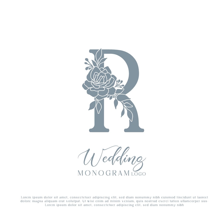 Vector r monograma inicial del logotipo de la boda