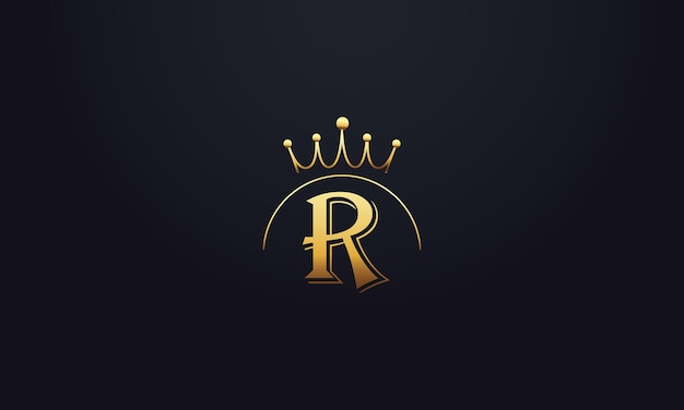 R oro letra del alfabeto dorado diseño de icono del logotipo con corona Adecuado para un logotipo de lujo