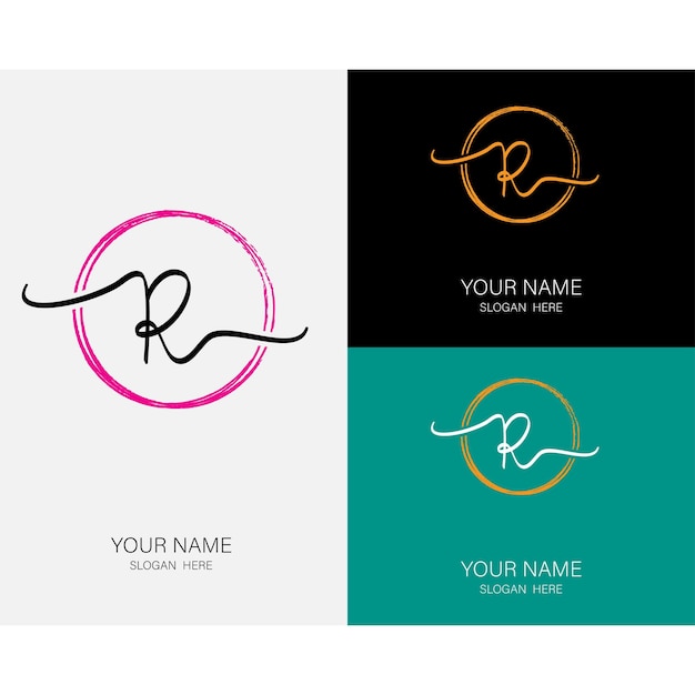 R plantilla de belleza de la letra inicial y la firma del logotipo
