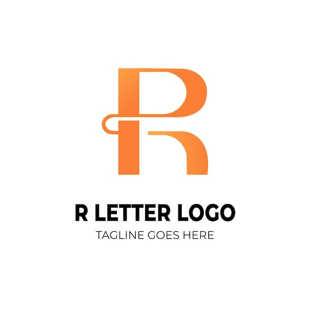 R simple vector de logotipo plano en rojo degradado y color