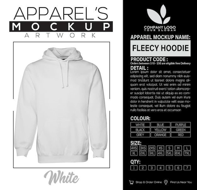 Vector r007896 fleecy hoodie botella de ropa blanca maqueta de trabajo de arte
