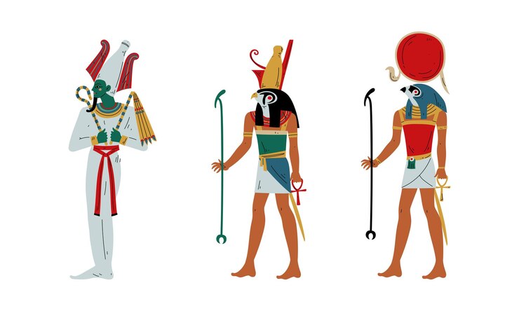 Vector ra horus y osiris como el antiguo dios y deidad egipcio