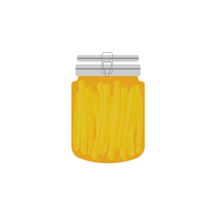 Rábano Amarillo Coreano En Escabeche O Danmuji Takuan En Una Ilustración De Frasco