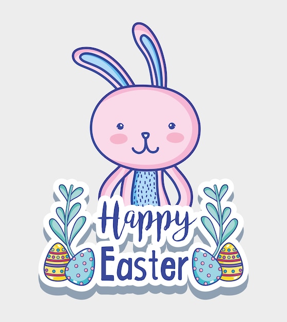 Vector rabbit easter happy celebration holiday