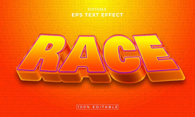 Race Shiny efecto de texto editable 3d vector premium