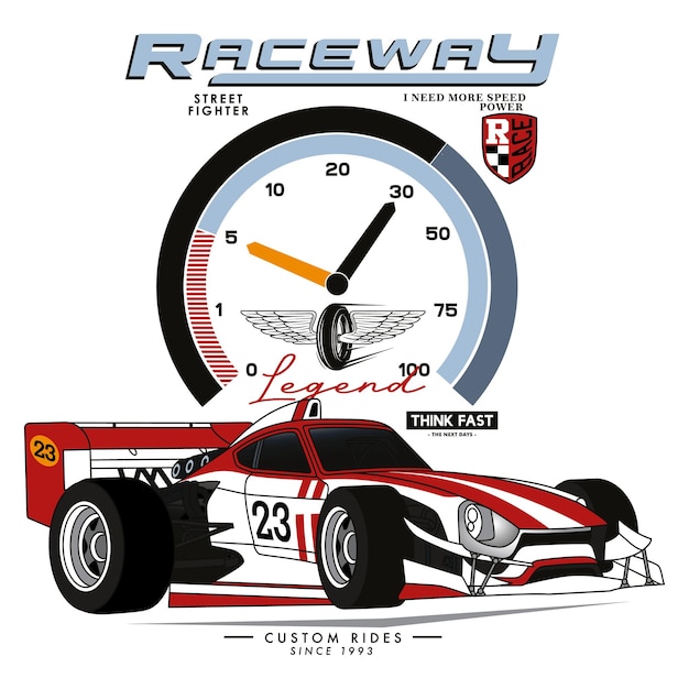 Vector raceway leyenda arte vector carreras de coches ilustración diseño gráfico impresión