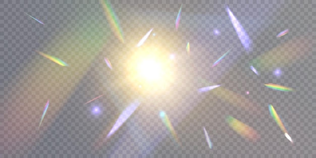 Un racimo de colores rayos brillantes del espectro Deslumbramiento en una lente Joyas de cristal o piedras preciosas
