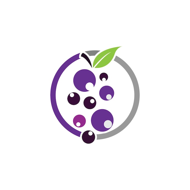 Racimo de uvas de vino con icono de hoja para aplicaciones y sitios web de alimentos