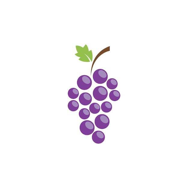 Racimo de uvas de vino con icono de hoja